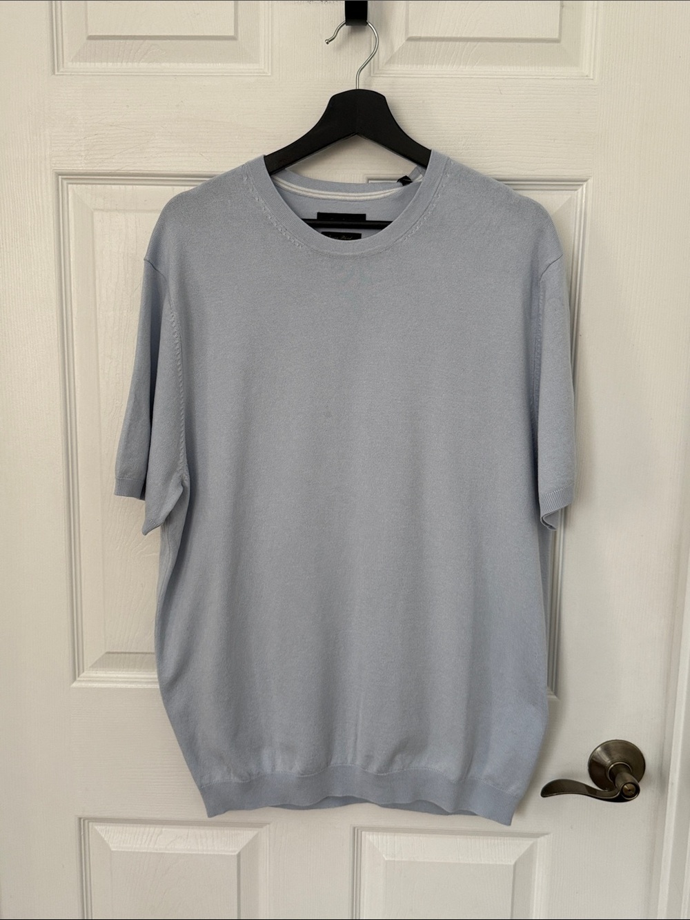 Porter and Ash Men's Light Blue Crewneck Short-Sleeve Knit Sweater